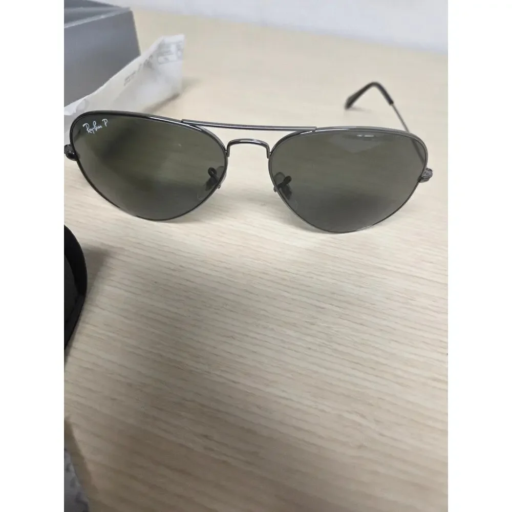 NIB Ray-Ban RB3025 004/58 Aviator Classic Gunmetal, Polorized Green Classic G-15